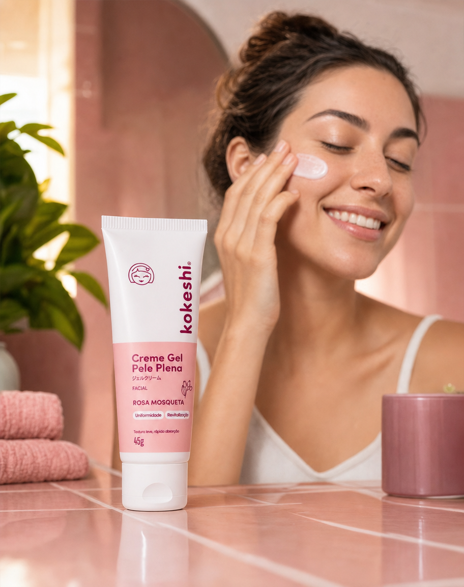 Pessoa com pele facial hidratada em close editorial